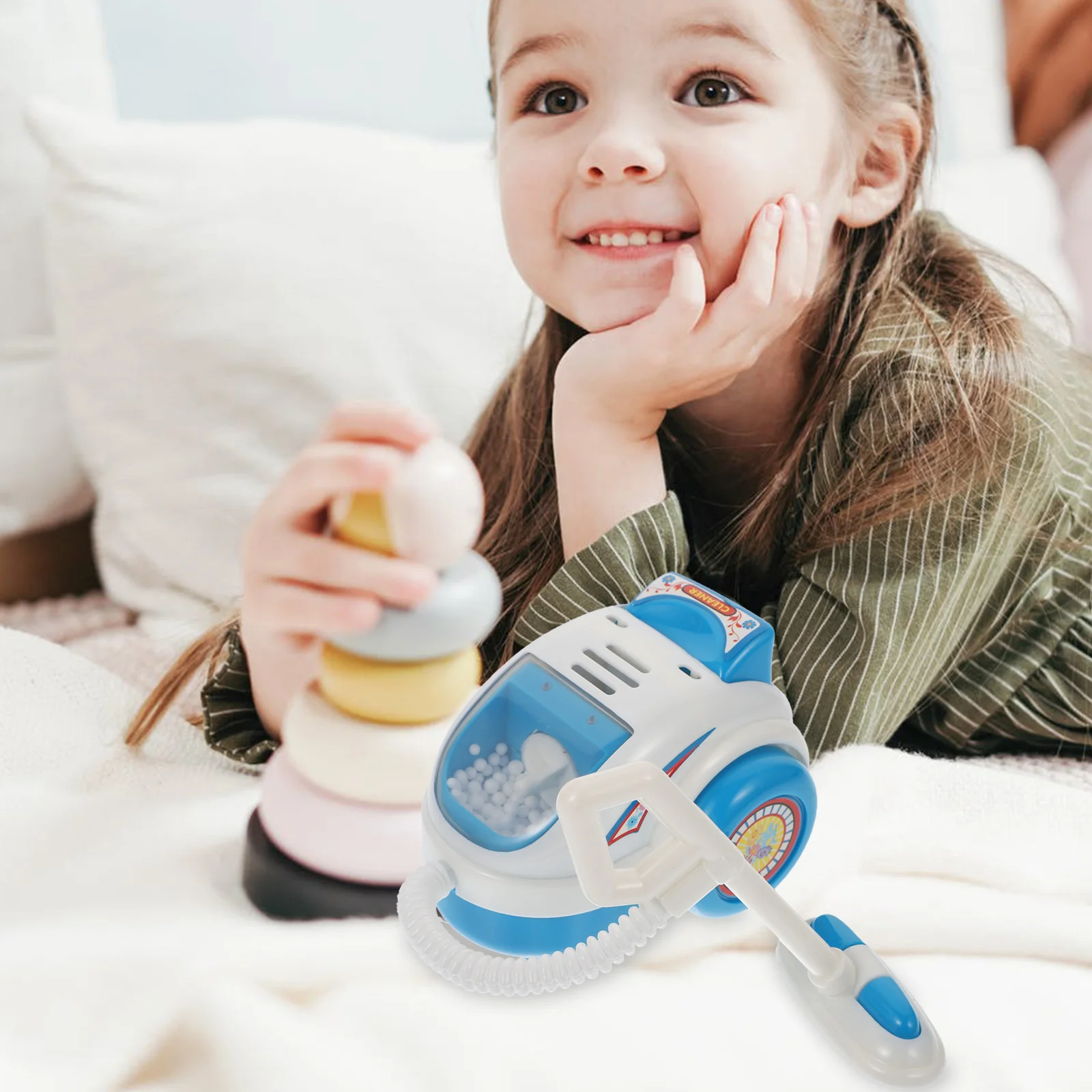 Mini Vacuum Cleaner Toy Premium Plastic Kids Educational Simulated Home Cleaner Lightweight Compact Safe Smooth No Burrs Hands