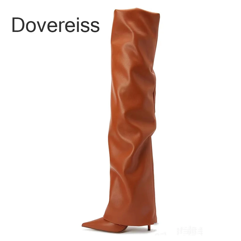 

Dovereiss 2023 New Winter Fashion Catwalk Ladies Boots Brown Over The Knee Boots Sexy 9.5CM Stilettos Heels Big Size43 44 45 46