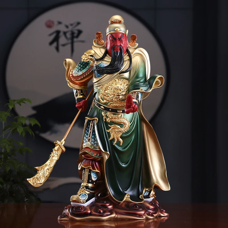 

47CM large Asia high grade gilding copper GOOD LUCK God of wealth GUAN GONG Buddha statue HOME Shop Club BAR Company Decoration