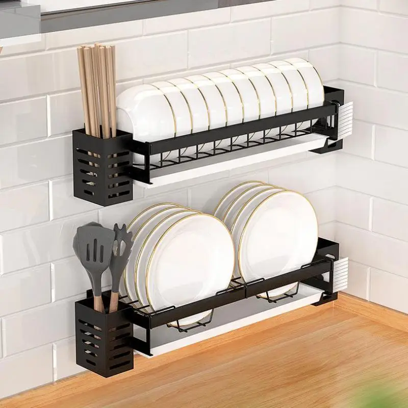 2023 Year New AOLIVIYA Kitchen Dish Storage Rack Countertop Wall Hanging  Drying Bowl Drain Rack Tableware Organizer Set - AliExpress