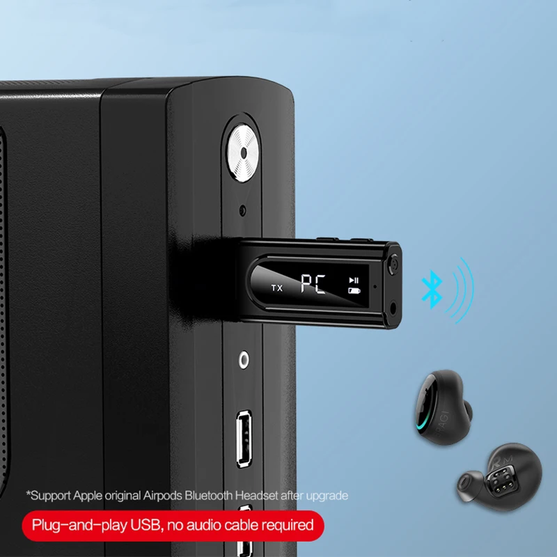 Adaptador Bluetooth 5.0 Transmisor/Receptor | Con Jack 3.5mm Y USB, Micrófono, Para TV, PC, Coche, Manos Libres