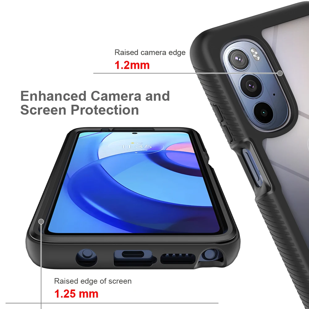 Durable Clear Shockproof Case with Rugged TPU Bumper
