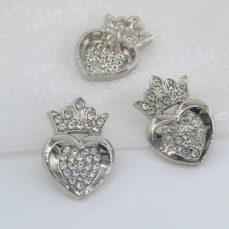 20/25MM Nette Luxus Herz Krone Tasten Von Kleidung Mode Decor Strass Metall Taste Für Frauen Mantel Große nähen Zubehör – Detail 7