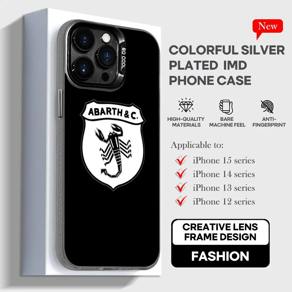 A-ABARTHes Italy Black Phone Case with Colorful Silver Design