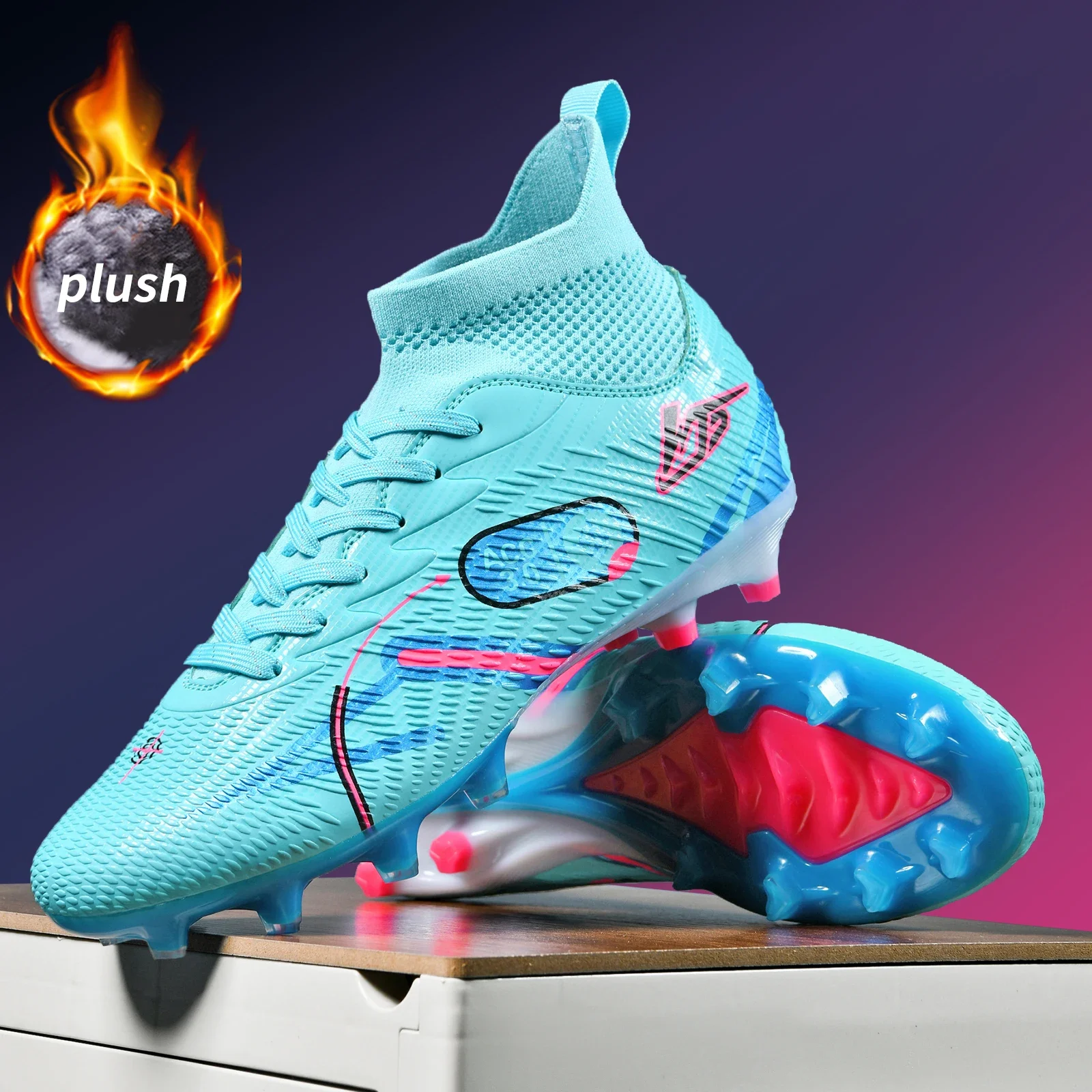 Fuzzy Fur Men Football Boots Society Cleats Soccer Brushed Shoes Professional Football Field Boots Original Sneakers Fast Match