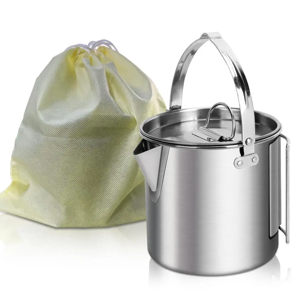 Durable Camp Cooking Kettle Foldable Handle Portable Camp Water Kettle Good Toughness Water