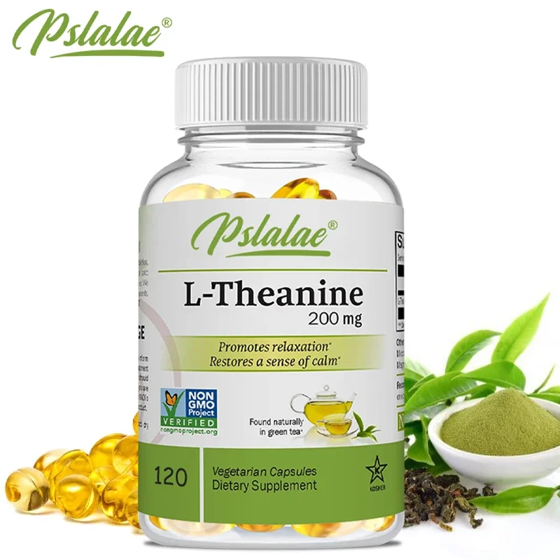 L-Theanine capsules 200 Mg 120 vegetarian supplement relieves stress supports healthy mood and improves focus