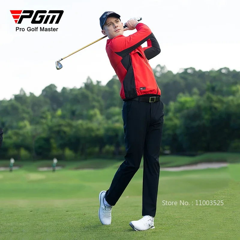 PGM Waterproof Golf Jacket for Men Windproof Golf Coat Sunscreen Thin Sports Outwear Full Zipper Sports Tops Stand Collar Wear