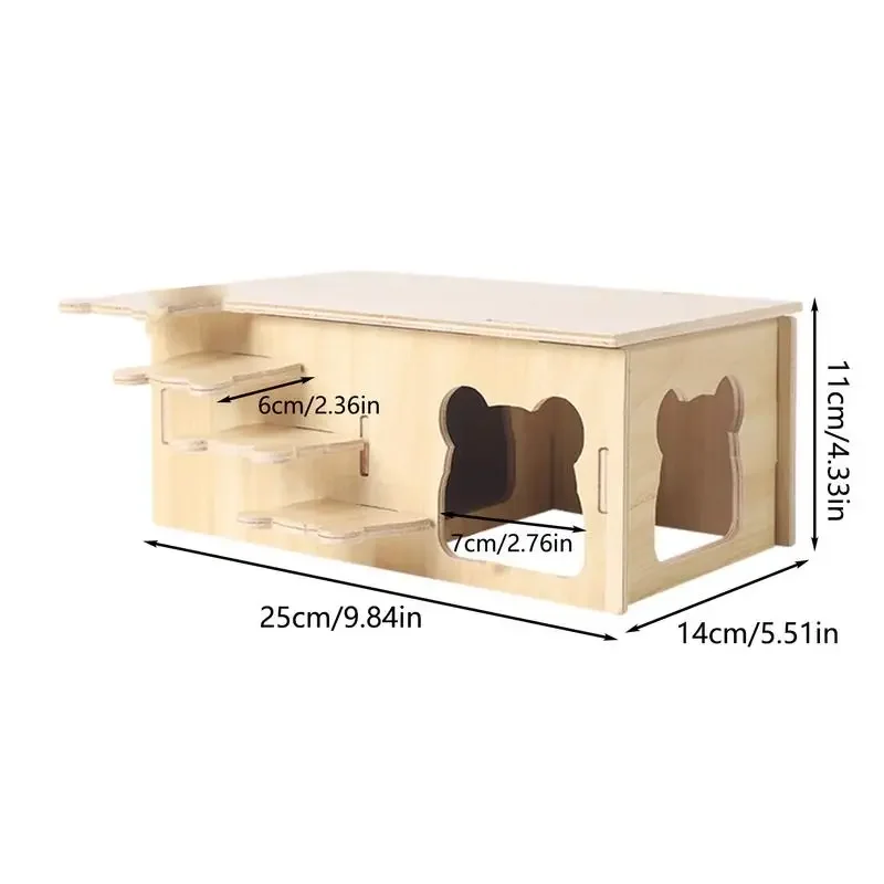 Hamster House Guinea Pig House Hide Wooden Hut Habitat with Doors and Window Multi Chamber Exploration Toy Cage Accessories - Image 6