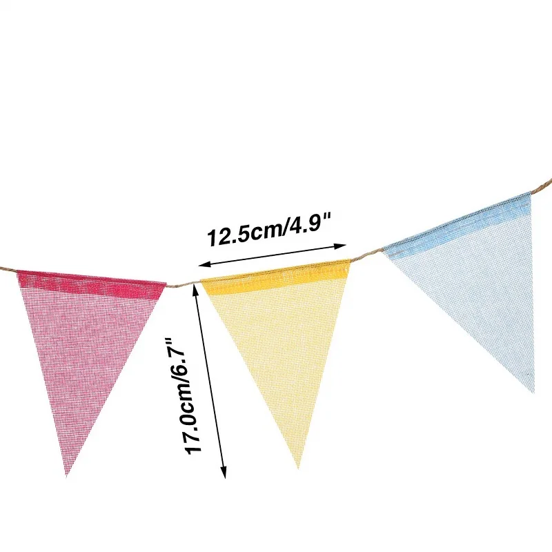 Birthday Banner Christmas Decorations Party Decorations 4m Colorful Jute Linen Pennant Flags Banner Birthday Wedding Christmas Party Decorations Bunting Banners Hanging Home Decor