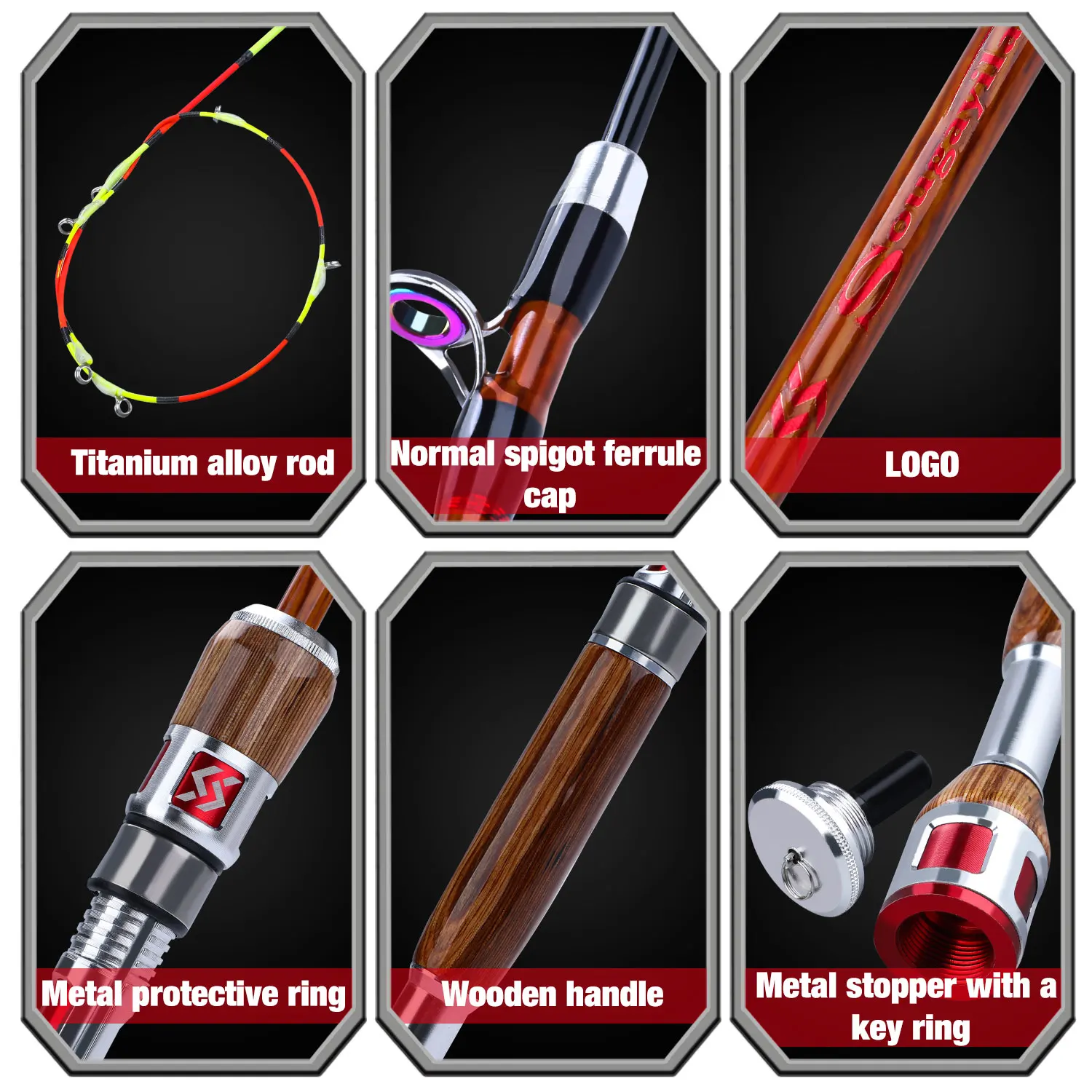 Sougayilang Raft Fishing Rod Titanium Alloy 2 Sections Adjustable Length Telescopic Fishing Pole Portable Boat Fishing Rod 3