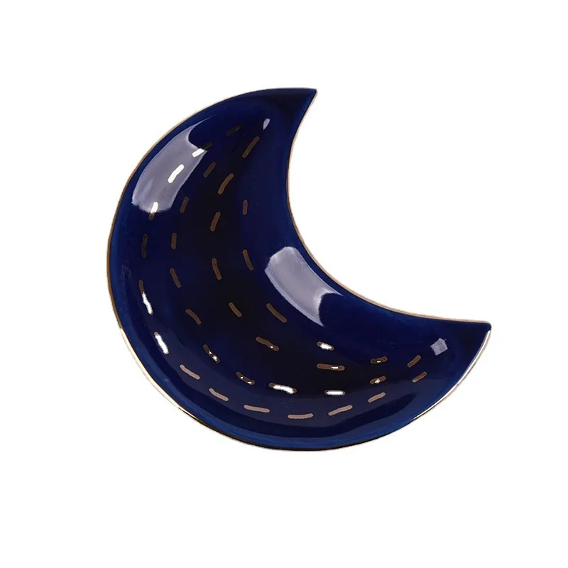 Ring Holder Decorate Moon Jewelry Tray Miss Organizer Plate Display Ceramics Dish