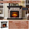 Electric Fireplace with Mantel, 40”W Faux-Stone Fireplace Mantel, Tall Fire Place Freestanding,40”Wx12”Dx35”H 5