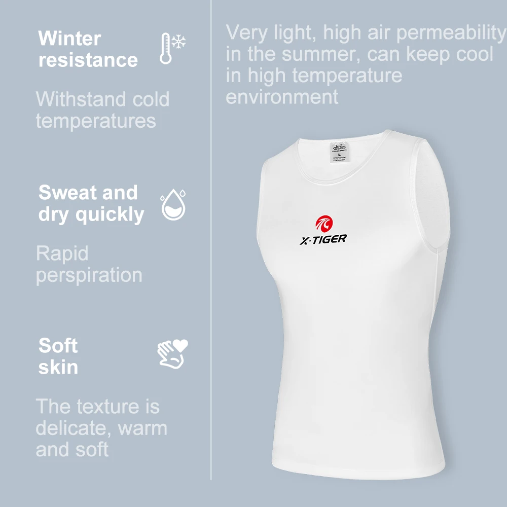 Cycling Jersey X-TIGER Winter Sleeveless Fleece Base Layer Sports Bike Shirt