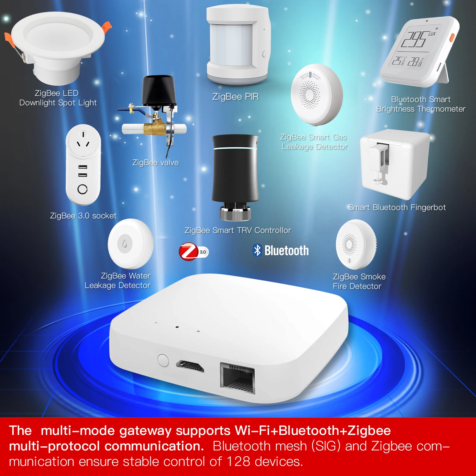Mesh Hub, Smart Life App, Controle Remoto de Voz via Alexa Google Home