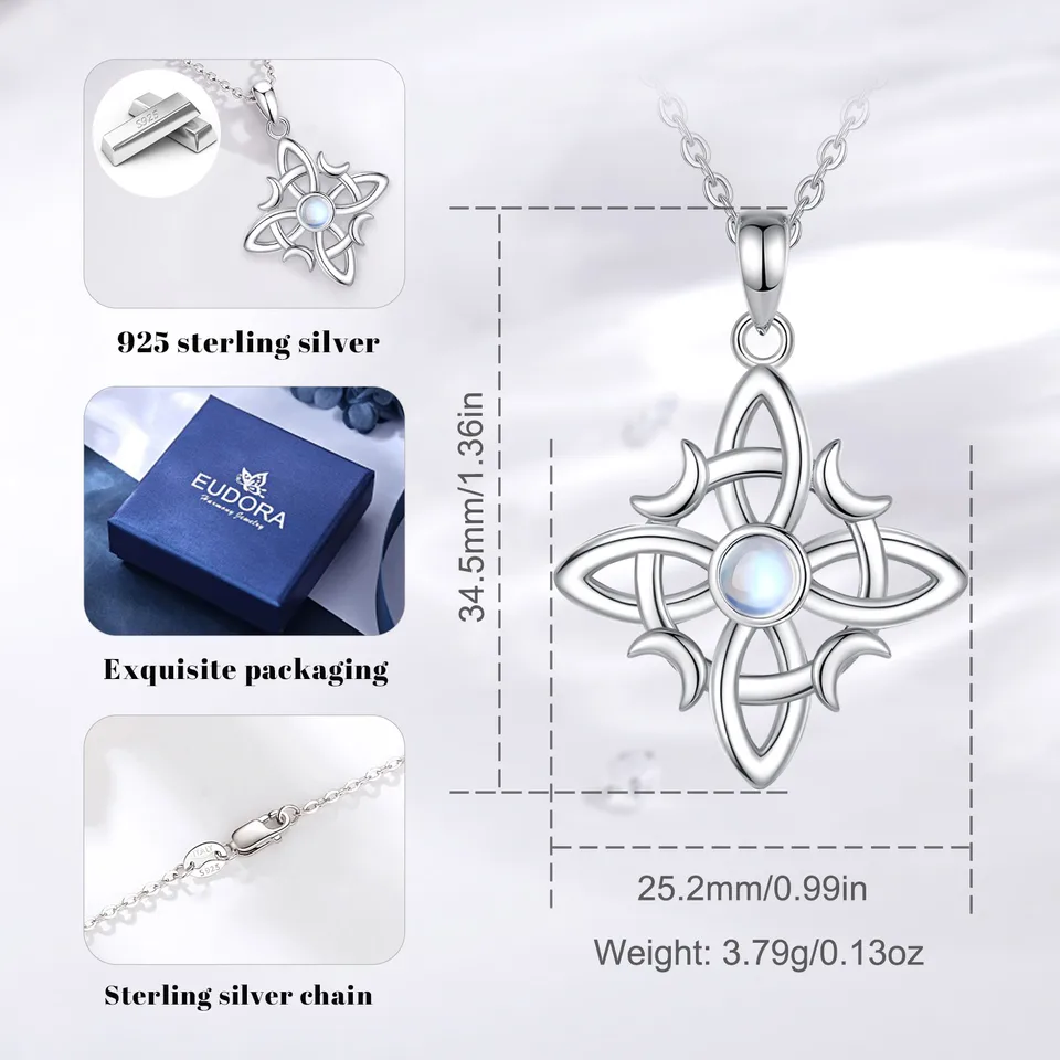 Orecchini Nodo Della Strega Celtico In Argento Sterling | Con Abalone E Pietra Di Luna | Gioiello Regalo Per Donne - 2