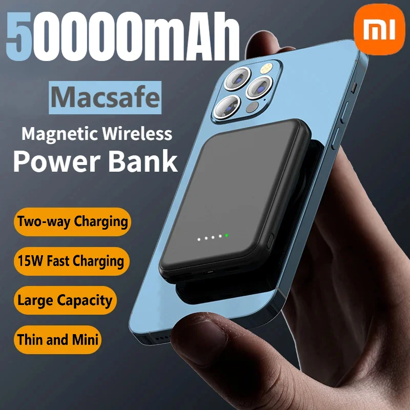 Power Bank Xiaomi 50000mAh Mini Magnetic 15W Wireless Fast Charging Portable External Battery iPhone Samsung HUAWE