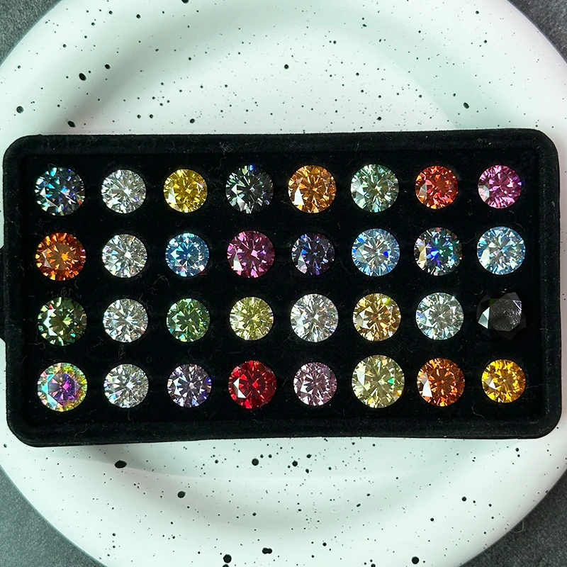Moissanite Loose Stone 0.5-3ct 5/6.5/8/9mm Excellent Cut DJMAX Pink Red Royal blue Green