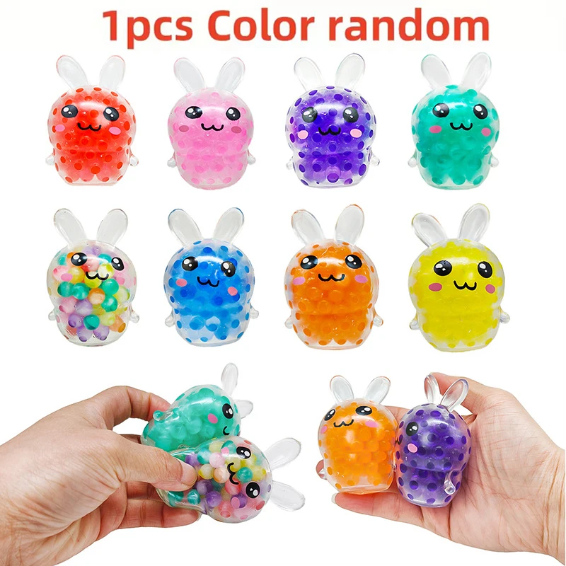 Colorful Bunny Squeeze Ball Toys Easter Squishy Rabbit Stress Relief Fidget Toy Kids Birthday Party Favors Easter Basket Filler