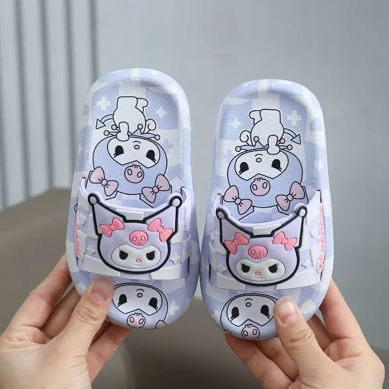 

Детские тапочки Kuromi для девочек летние домашние Мультяшные Нескользящие Симпатичные мягкие тапочки для детей и родителей Sanrio Мелодия для детей