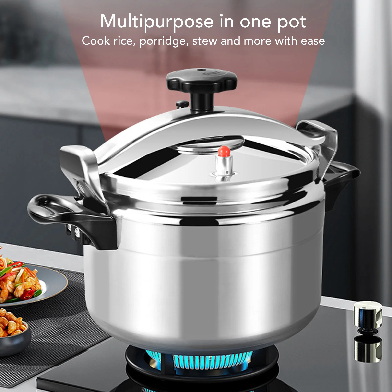 7L Professional Aluminum Pressure Cooker – Gas Stove, Dual Handle 3
