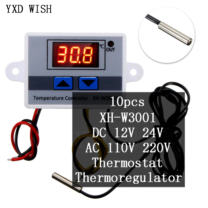 10pcs Xhw3001 Temperature Controller 12v 24v 220vac Thermostat
