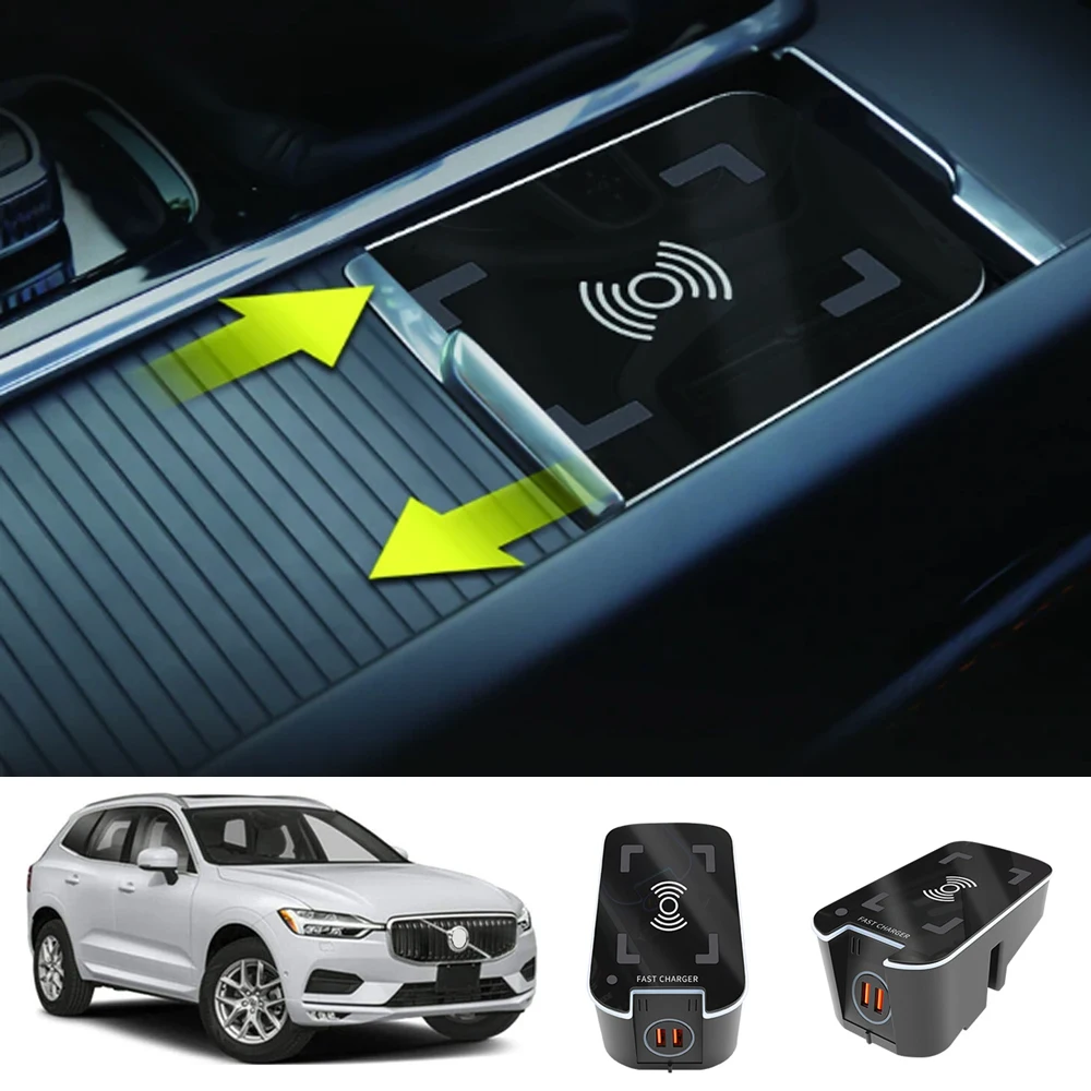 Car Wireless Charger For Volvo XC90 XC60 S90 V90 V60 S60 15W 2015 2020