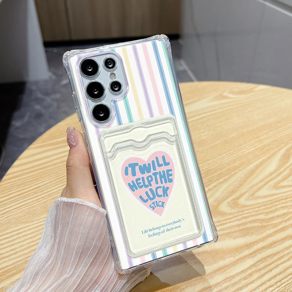 Love Heart Silicone Card Holder Phone Case with Card Slot