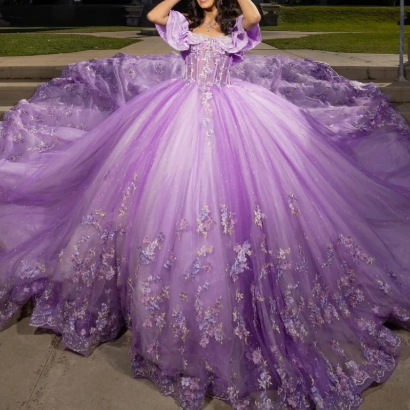 blue dress for baby girl Charming Lilac Long Sweetheart Girls Formal Sweet 16 Birthday Party Dr –  Siaoryne main image 0