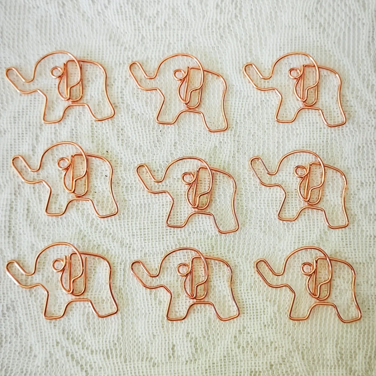 20Pcs 귀여운 코끼리 모양의 금속 종이 클립 사무용품을위한 동물 테마 저널 북마크 클립