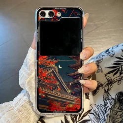 Cherry Blossom Anime Street View Phone Case - Clear Hard PC Cover for Samsung ZFlip 6 (Style 1)