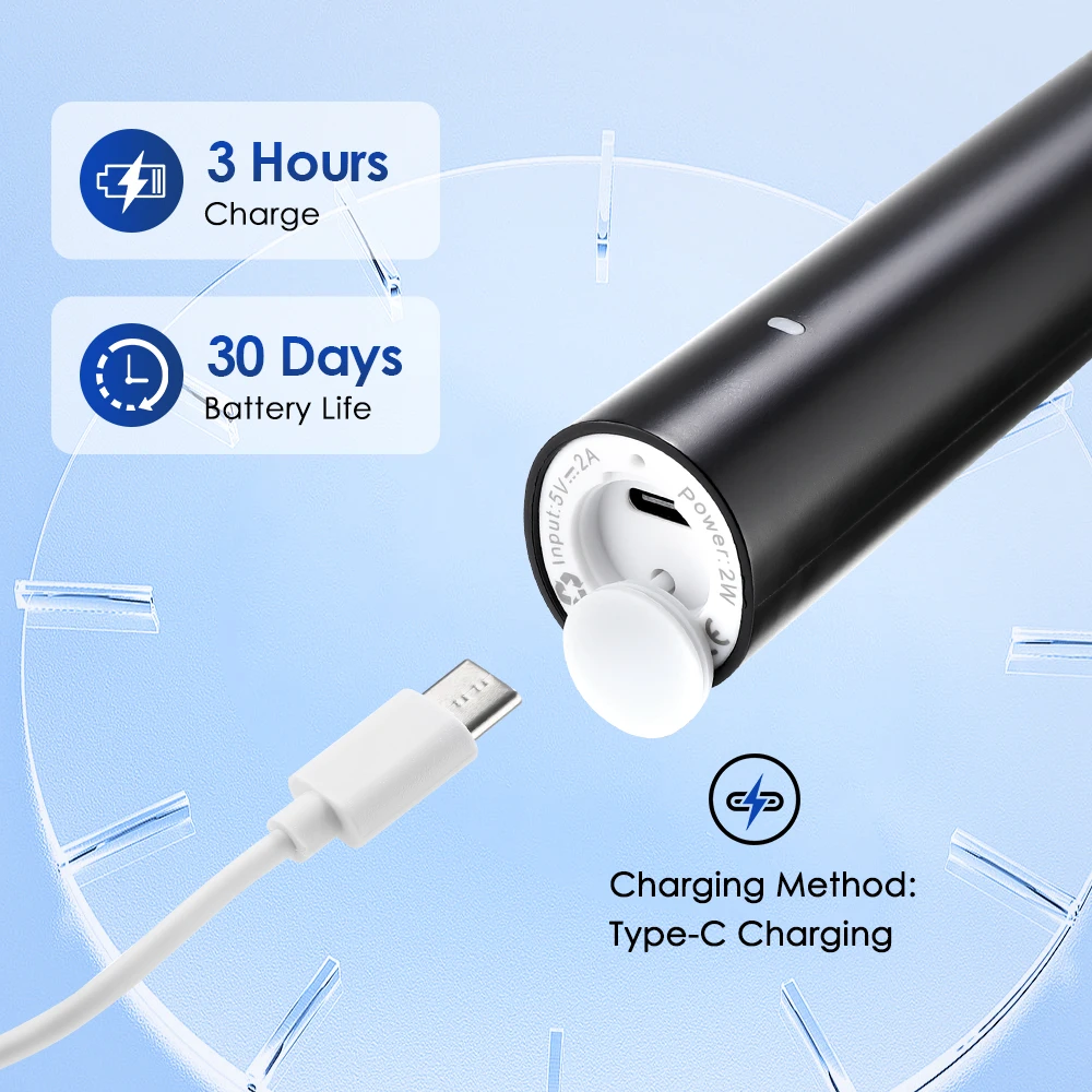 Rechargeable Rotary Electric Toothbrush with 8 Replacement Heads
