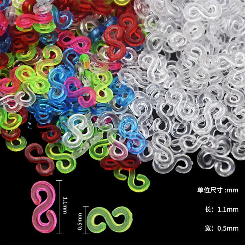1000pcs colourful/clear C/S-clips for rubber bands loom bracelet plastic  clasps for bracelets connector diy jewelry findings - AliExpress