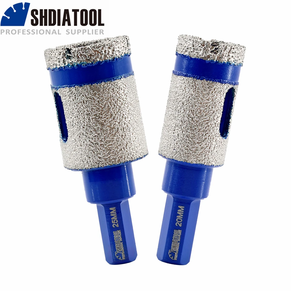 SHDIATOOL 2pcs Diamond Drilling Finger Milling Bit 20/25mm Ceramic Tile Stone Countertop Granite Tri Shaping Enlarge Bevel Holes