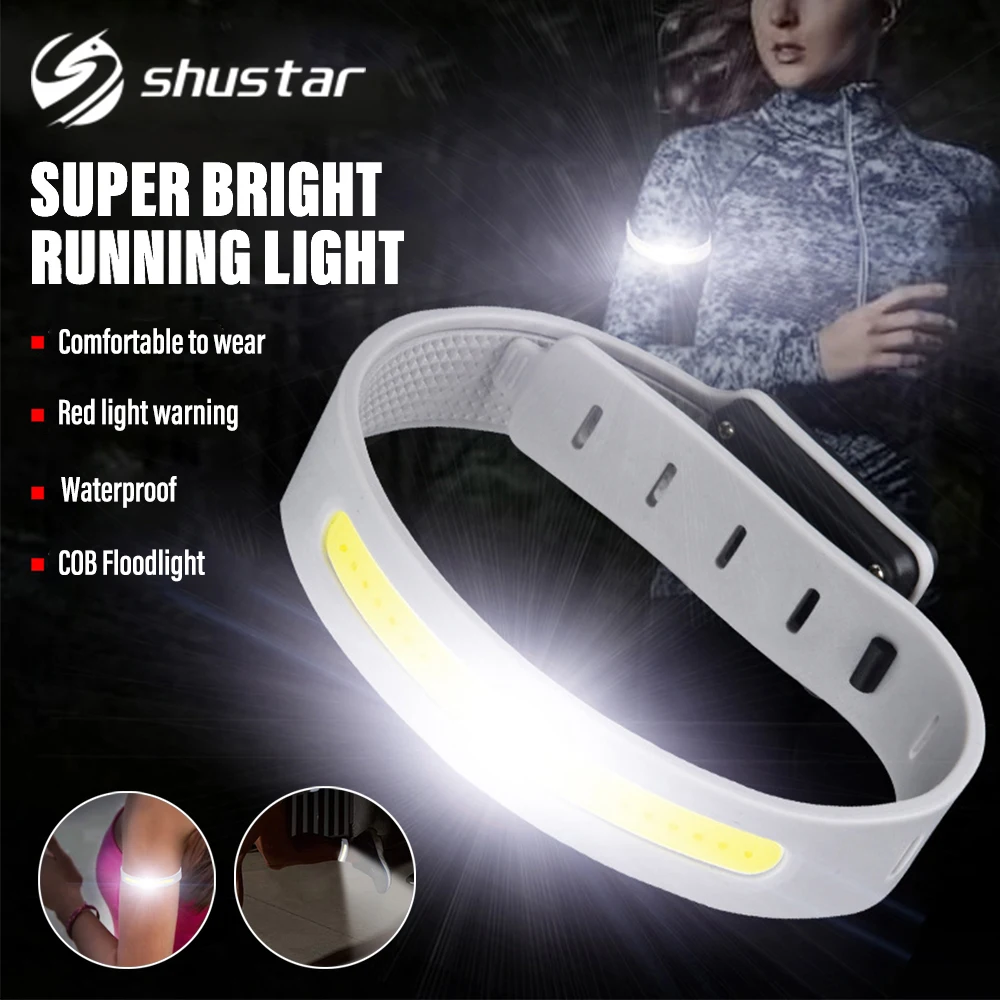 

High Visibility LED Safety Light USB Rechargeable Mini Warning Light Waterproof Soft Wristband Flashlight for Runners Cyclists