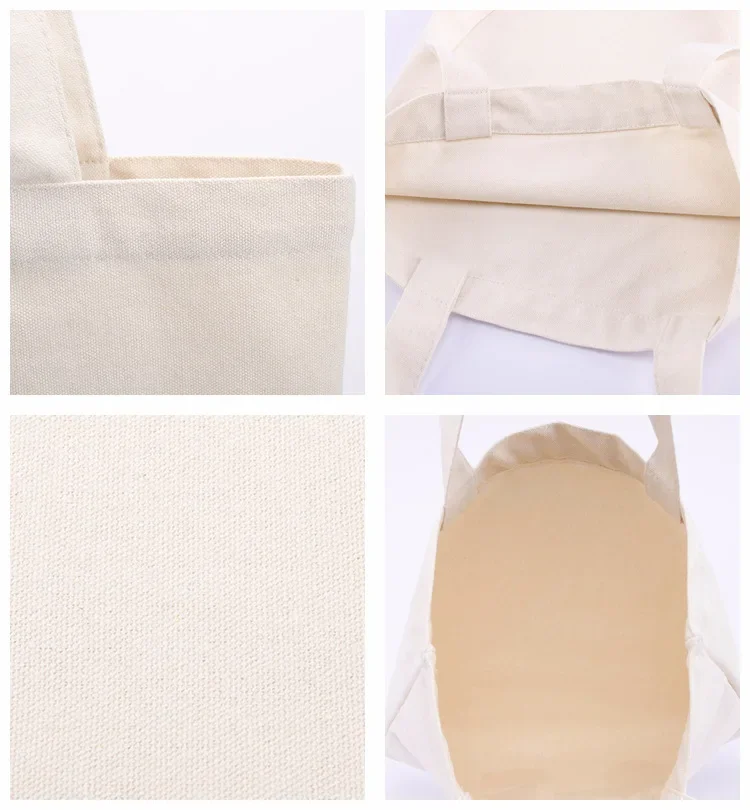 Black Reusable Cotton Tote Bags Eco Foldable Shoulder Bag Large Handbag Solid Fabric Canvas Tote Bags for Market Bags 5