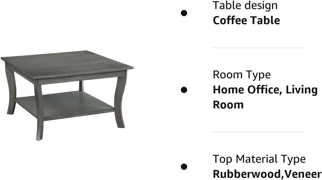 American Heritage Square Coffee Table, Wirebrush Dark Gray 6
