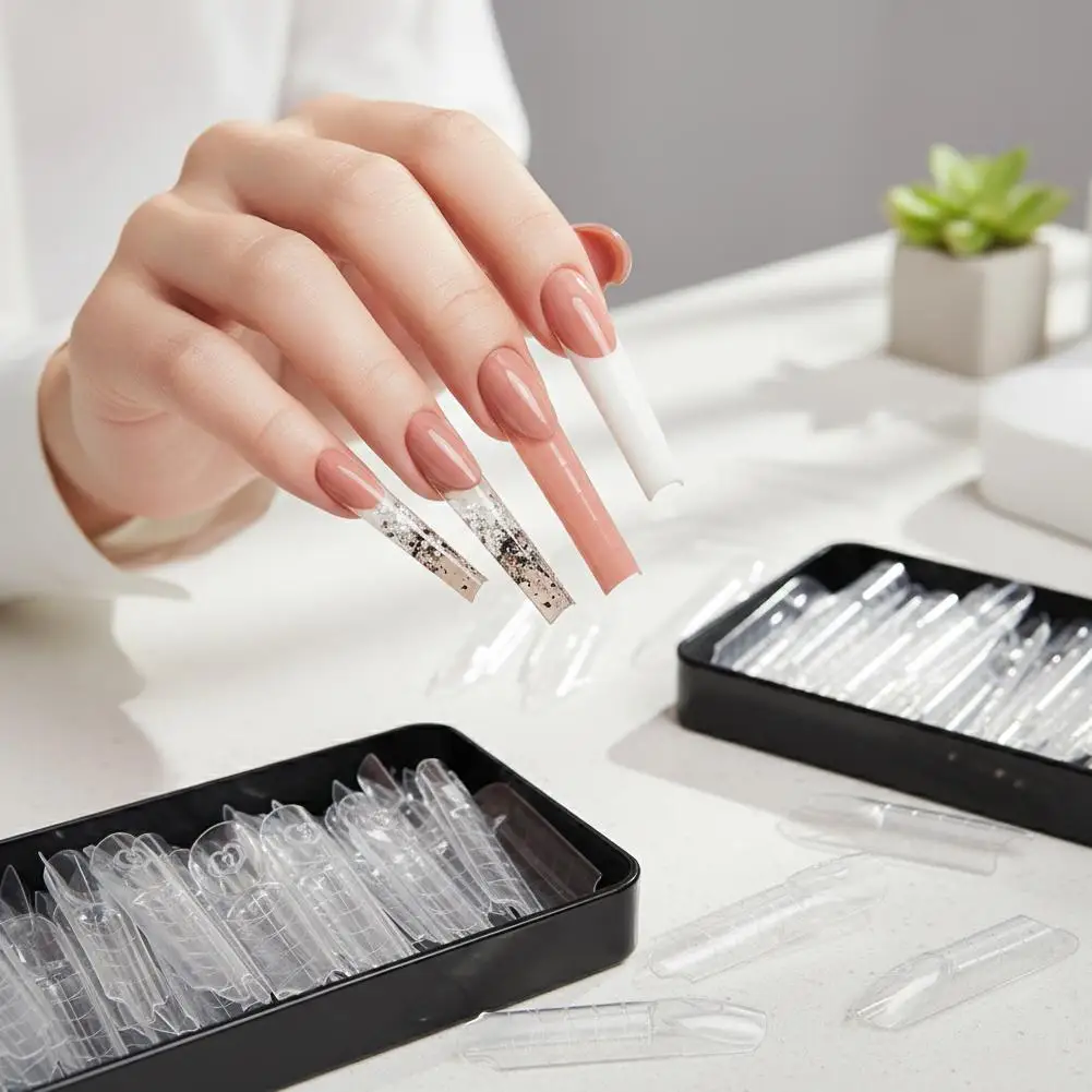 60/150개 듀얼 네일 폼 투명 폴리 네일 젤 몰드 사각 풀커버 네일 팁 연장 폼 젤 매니큐어 네일 아트용