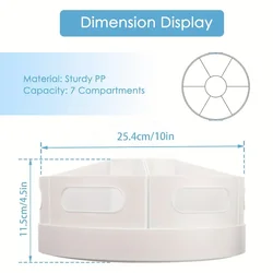 360° Rotating Desk Organizer with 7 Removable Bins for Office and School Supplies (White)