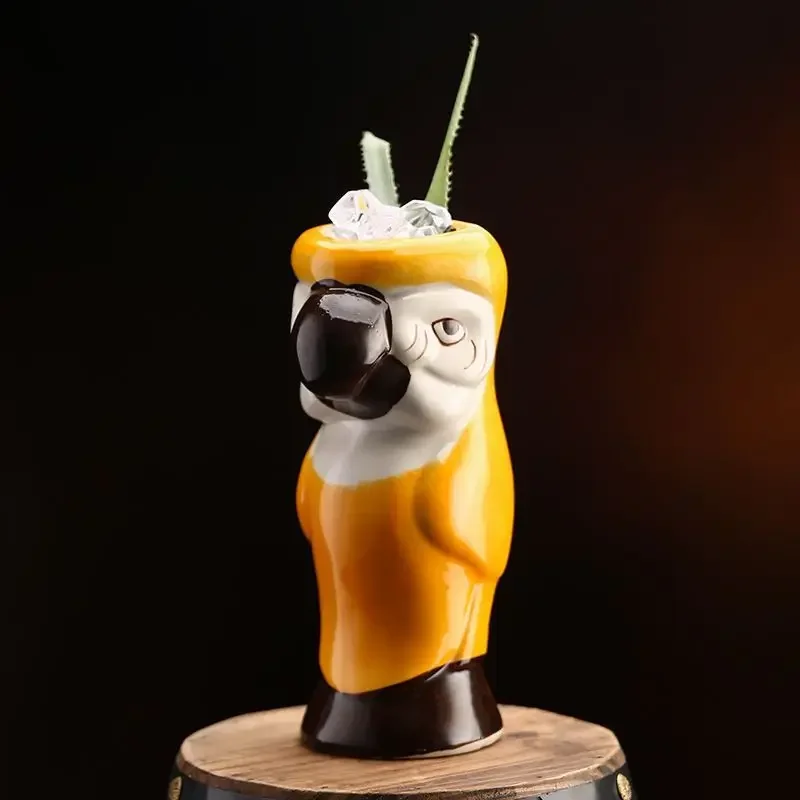 Bar Parrot Tiki Creative Ceramic Foundation Vintage Personalized Hawaiian Cocktail Glass Cup
