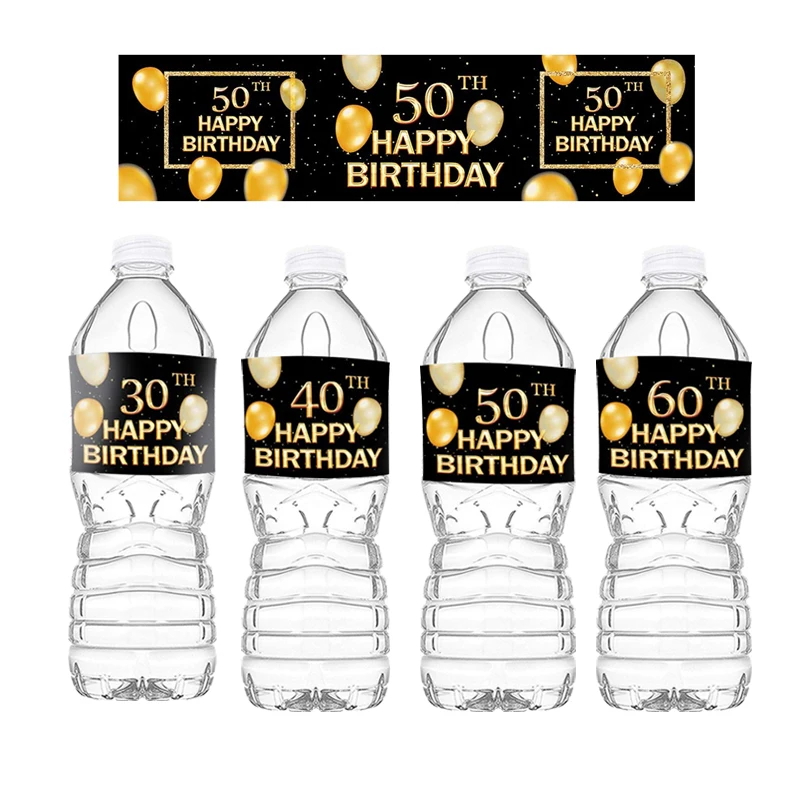

10 шт., декоративные наклейки на бутылки, 30/40/50/60 лет