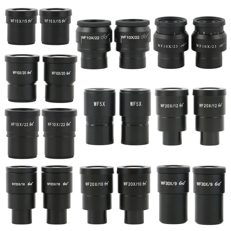 2 pçs microscópio ocular auxiliar wf5x wf10x wf15x wf20x wf25x wf30x campo selvagem para estéreo binocular trinocular 30mm interface