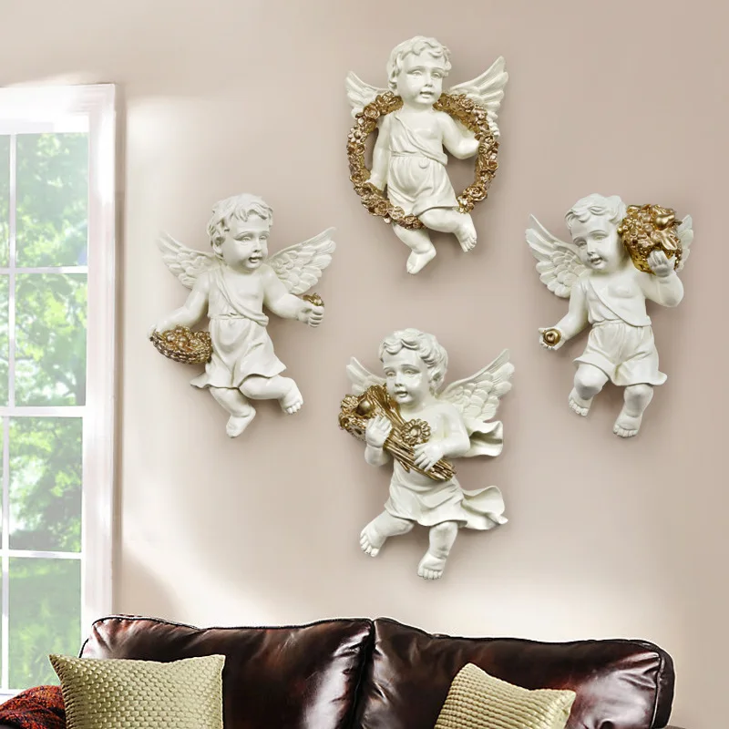 

European Creative Resin Home Decoration Angel Three-dimensional Background Wall Decoration Wall Decoration Office Decoration