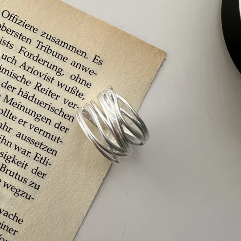 Geometric Crossing Wrapping Lines Rings for Women Silver Color Simple Finger Ring Party Jewelry anillos