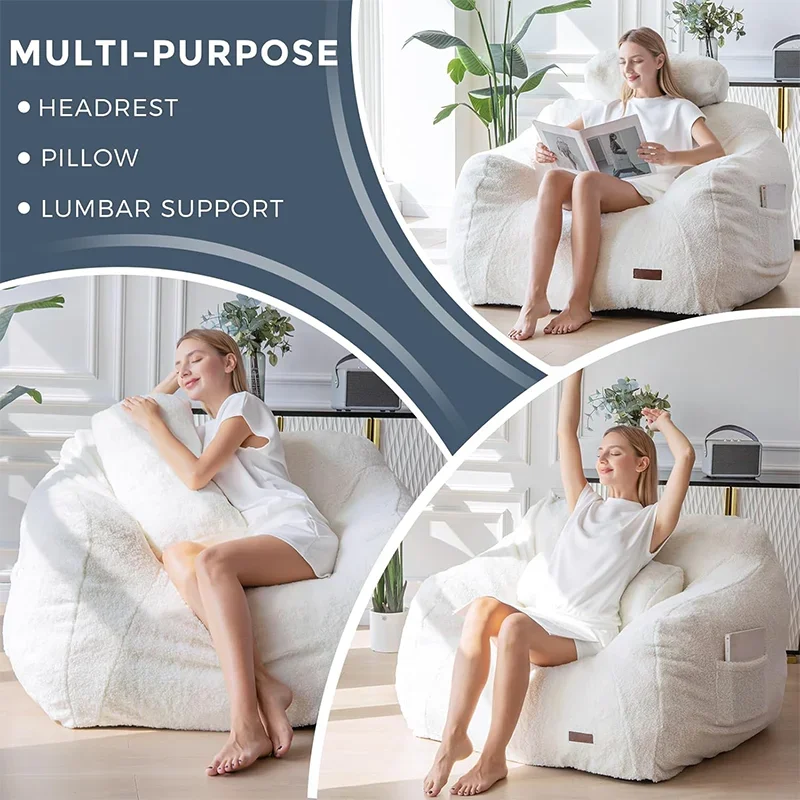 Rremovable cover lazy outdoor sofa single giant bean bag chair with pillow