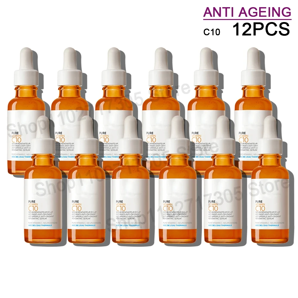 

12PCS Vitamin C10/Hyalu B5/ Effaclar/Niacinamide 10/Retinol B3 Serum Brightening Anti-aging Moisturizing Evens Skin Tone 30ml