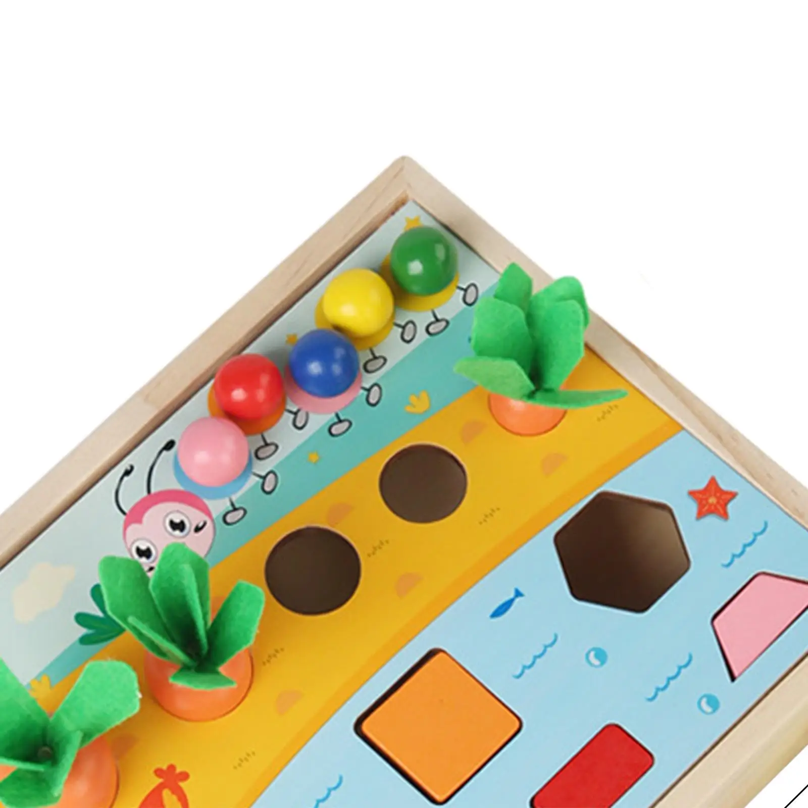 Shape Sorter Puzzle Educational Sorter Game Early Learning Preschool Beads Clip Game Wooden Shape Puzzle Montessori for Toddlers