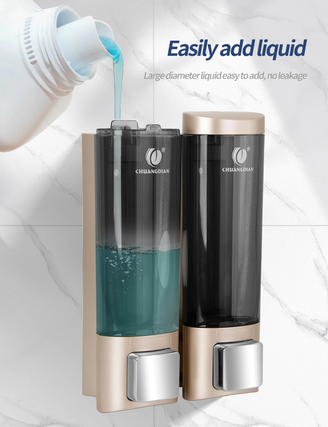 Bathroom Soap Dispenser Wall Monunt for Shower Gel Shampoo Conditioner Kitchen Dish Container Hand Body Wash Dispenser soap dispenser
