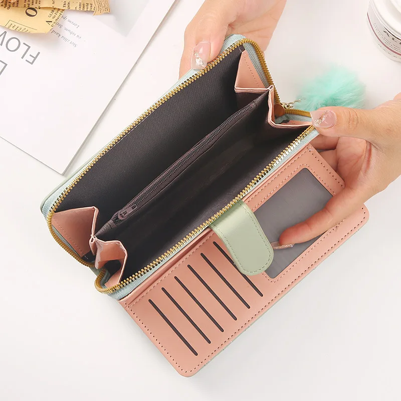 Women Long Wallet Pu Leather Card Holder Large Capacity Hasp Zipper Coin Purse Multi Card Organizer Cell Phone Wristlet Handbag 4