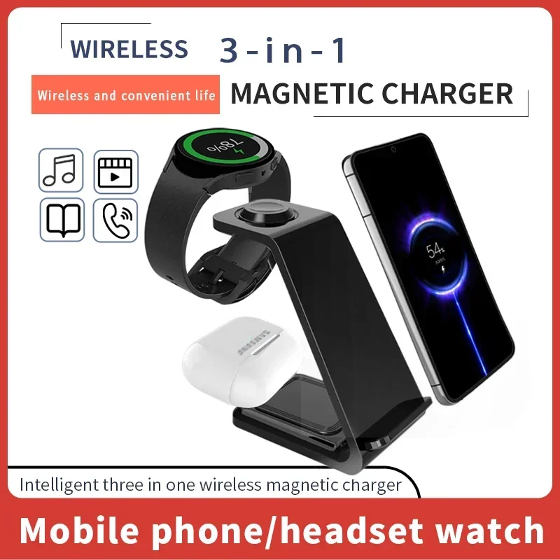 30W 3 in 1 Wireless Charger Stand for iPhone 15 14 13 12 Samsung Galaxy Watch 7 6 Apple Watch Airpods Pro Fast Charging Station
